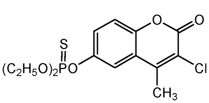 Coumaphos ; O.O-Diethyl-O-[3-chloro-4-methyl-2-oxo-2H-1-benzopyran-7-yl]phos; Muscatox®; Resitox®; Asuntol®;; 7-Co-Ral®; PS-656; F2058