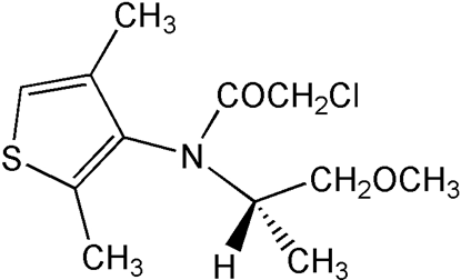 Dimethenamid-P ; Outlook®; (S)-2-Chloro-N-(2;4-dimethyl-3-thienyl)-N-(2-methoxy-; (S)-1-Anilino-4-methyl-2-methylthio; S-5-Methyl-2-methylthio-5-phenyl-3-phenylamino-3;5-dihydro-4Himi; PS-2291