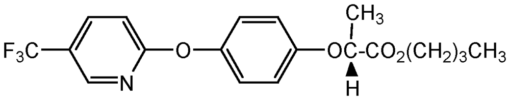 Picture of Fluazifop-p-butyl ; R;S-Butyl-2-[4-(5-trifluoromethyl-2-pyridyloxy)phenoxy]propinoat; Fusilade® 5; Fusilade® 2000; R-2-[4-(5-Trifluoromethyl-2-pyridyloxy)phenoxy]propionic acid; butyl ester; Fusilade® DX; Fusilade® Super; PS-1097