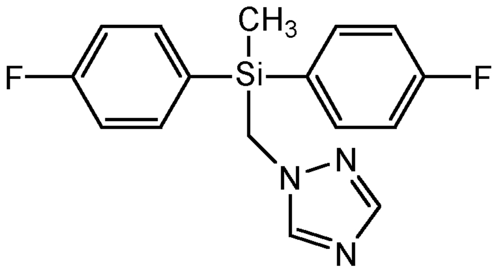 Picture of Flusilazole ; Punch®; Bis(4-fluorophenyl)(methyl)(1H-1;2;4-triazol-1-ylmethyl)silane; Nustar®; Olymp®; PS-2041