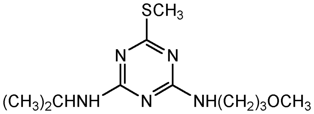 Picture of Methoprotryne ; Gesaran®; Amethopterin®;; N2-Isopropyl-N4-(3-methoxypropyl)-6-methylthio-1;3;5-triazine-2;; PS-2122