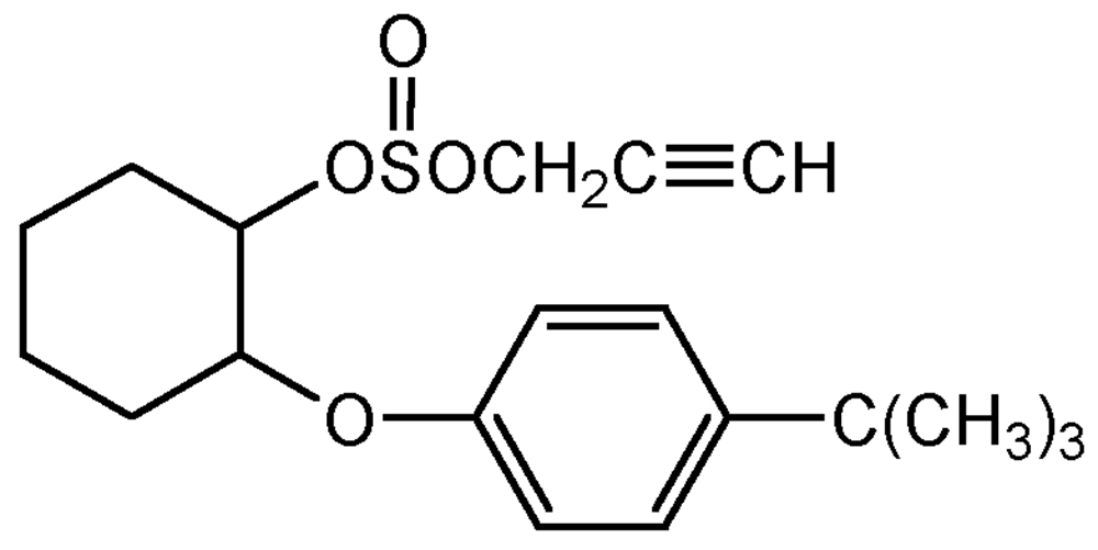 Picture of Propargite; 2-[p-tert-Butylphenoxy]cyclohexyl -2-propynyl sulfite; Propargite®; Uniroyal DO 14; PS-858