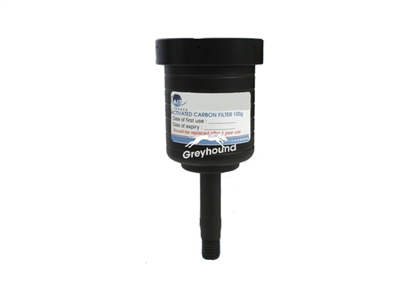 Activated charcoal cartridge filter, 100gms with anti-splash top