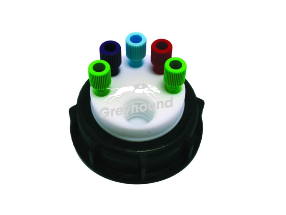Picture of Smart Waste Cap S55 with 5 Universal connectors (1/8" to 1/16") and 1 charcoal cartridge filter port