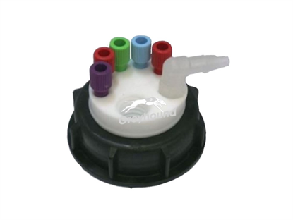 Smart Waste Cap S55 with 5 Universal connectors (1/8" to 1/16"),1 barbed tube fitting (6-9 mm) and 1 charcoal cartridge filter port