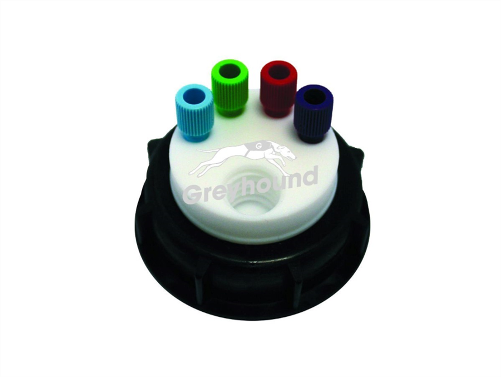 Picture of Smart Waste Cap S60 with 4 Universal connectors (1/8" to 1/16") and 1 charcoal cartridge filter port