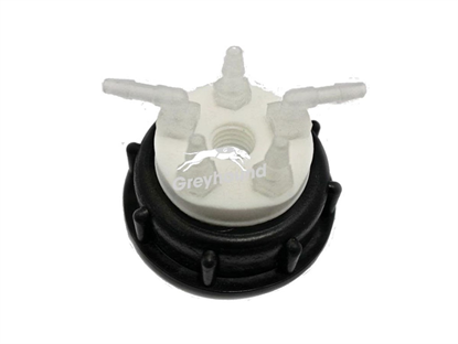 Smart Waste Cap S60 with 5 barbed tube fittings (6-9 mm) and 1 charcoal cartridge filter port