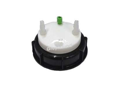 Smart Waste Cap S90 with 1 Universal connector (1/8" to 1/16"), 2 barbed tube fittings (6-9 mm) and 1 charcoal cartridge filter port