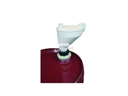 Smart Waste Cap funnel with hinged lid for barrel