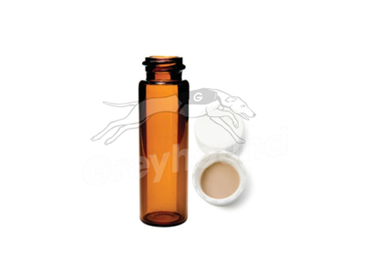 12mL Screw Top Storage Vial and Cap Combination Pack - Amber Glass with 15mm Solid cap and Silicone/PTFE Liner