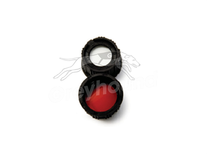 13mm Open Top Screw Cap - Black, with 13-425 thread and White Silicone/Red PTFE Liner, for 3.5-HRSV