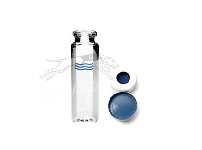 20mL Crimp Top Headspace Vial and Cap Combination Pack - Clear Glass with 20mm Open Crimp Cap and Silicone/PTFE Liner