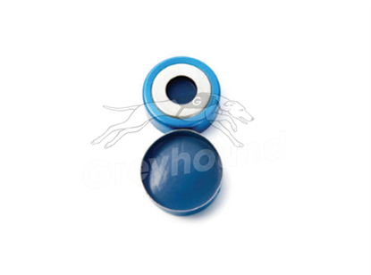 20mm Crimp Cap, Magnetic Two Part Tin Plate and Blue Aluminium, with Silicone/PTFE Liner
