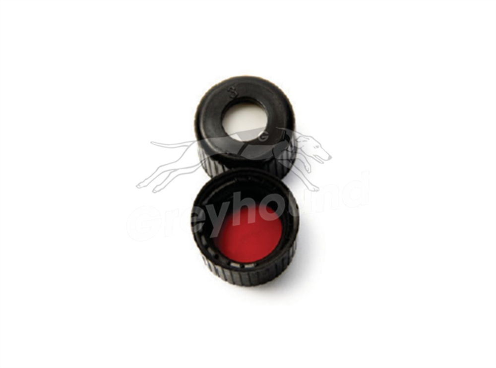 Picture of 8mm Open Top Screw Cap - Black, with Prefitted Silicone/PTFE Liner, 1.3mm thick