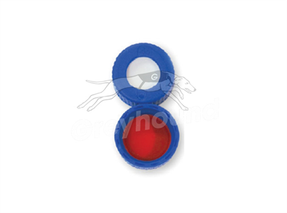 9mm Open Top Screw Cap - Blue, with Silicone/PTFE Liner, 1mm thick