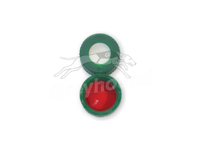 9mm Open Top Screw Cap - Green, with Silicone/PTFE Liner, 1mm thick