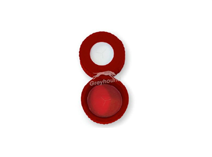 9mm Open Top Screw Cap - Red, with Silicone/PTFE Liner, 1mm thick