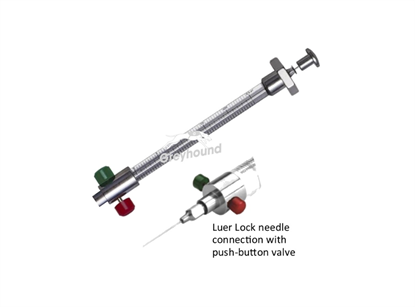 Series A-2, 25uL Syringe with Luer Lock needle and push-button valve