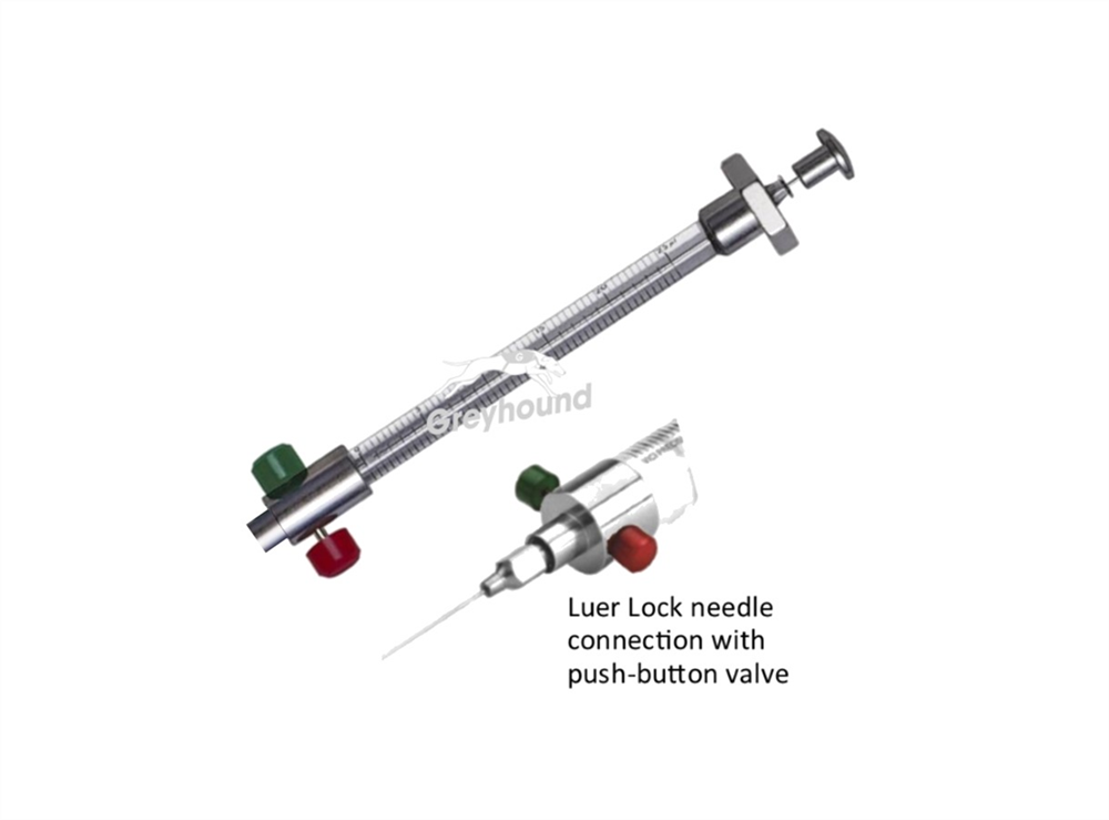 Picture of Series A-2, 500uL Syringe with Luer Lock needle and push-button valve