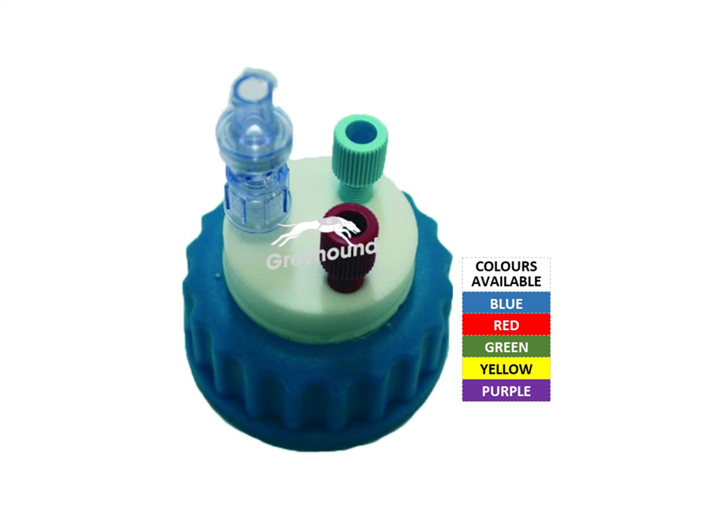 Picture of Smart Healthy Cap - Purple, GL45 with 2 Universal connectors (1/8" to 1/16") and 1 air check valve