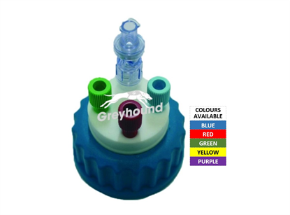 Smart Healthy Cap - Blue, GL45 with 3 Universal connectors (1/8" to 1/16") and 1 air check valve
