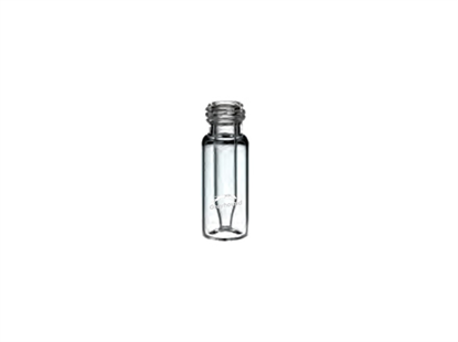 300µL Wide Mouth Short Thread Screw Top Fused Insert Vial, Clear Glass, 9mm Thread, Q-Clean
