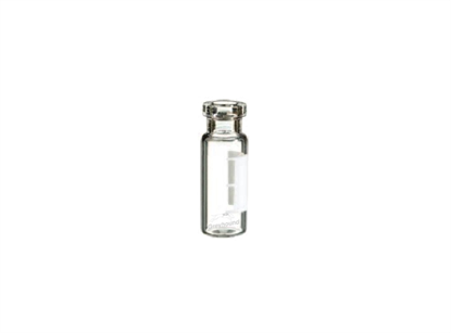 2mL Crimp Top Wide Mouth Vial, Clear Glass with Graduated Wite-on Patch, 11mm Crimp Finish, Q-Clean