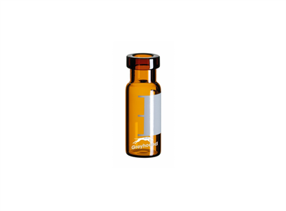 2mL Crimp Top Wide Mouth Vial, Amber Glass with Graduated Write-on Patch, 11mm Crimp Finish, Q-Clean