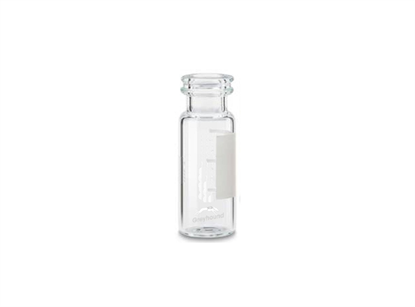 2mL Crimp/Snap Top Vial, Wide Mouth, Clear Glass with Graduated Write-on Patch, 11mm Crimp Finish, Q-Clean