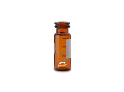 2mL Crimp/Snap Top Vial, Wide Mouth, Amber Glass with Graduated Write-on Patch, 11mm Crimp Finish, Q-Clean