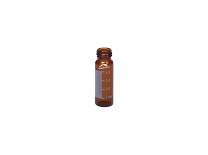 4mL Screw Top Vial, Amber Glass with Graduated Write-on Patch, 13-425 Thread, Q-Clean
