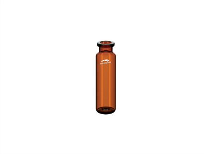 20mL SPME Headspace Vial, Crimp Top, Amber Glass, Rounded Bottom, 20mm Special Thicker Crimp Neck, Q-Clean