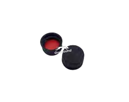 18mm Polypropylene Solid Top Screw Cap (Black) with Grey PTFE/Red Butyl Septa, 1.6mm, (Shore A 55)