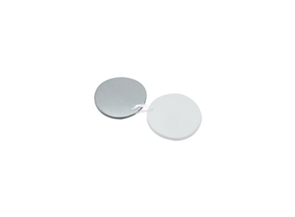 Aluminium Foil/White Silicone Septa, 16.7mm x 1.3mm, for 18mm PP Screw Caps, (Shore A 50)