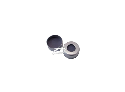 11mm Aluminium Crimp Cap, Silver with Grey PTFE/Cream Butyl/Grey PTFE Septa, 1mm, (Shore A 55)