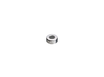 20mm Magnetic Crimp Cap for SPME, Silver, Open 8mm Hole, with Black Viton 1A Septa, 1mm, (Shore A 70)
