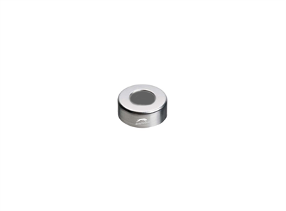 20mm Magnetic Crimp Cap, Silver, Open 8mm Hole with Pharma-Fix Moulded Grey PTFE/Butyl Septa, 3mm, (Shore A 50)