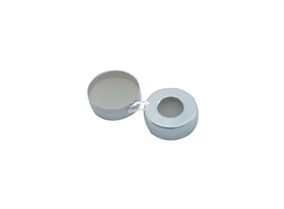 20mm Magnetic Crimp Cap, Silver, Open 8mm Hole with Butyl Septa, 3mm