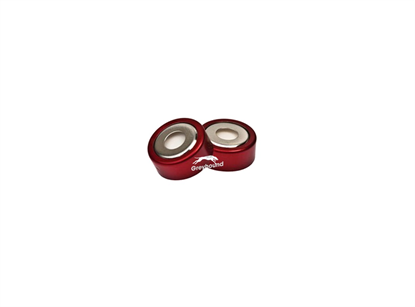 20mm Bi-Metallic Magnetic Crimp Cap, Red, Open 8mm Hole with Clear PTFE/Cream Silicone Q-SEP Septa 3mm, (Shore A 38)