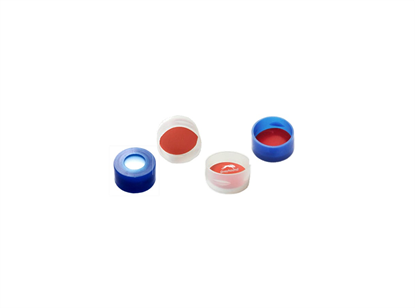 11mm Snap Cap Blue Polyethylene with Clear PTFE/Natural Rubber Septa, 1mm, (Shore A 60)