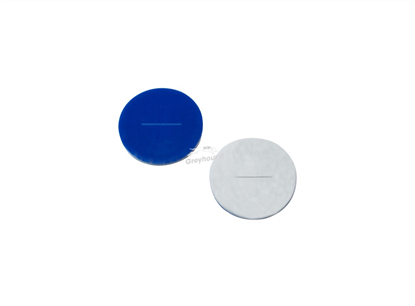 Blue PTFE/White Silicone Septa 10.5mm x 1mm, Cross-Slit, for 11mm Snap Caps, (Shore A 55)