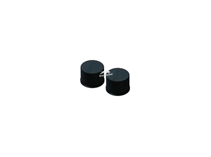 9mm Screw Cap, Solid Top, Black Polypropylene, Unlined