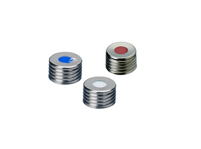 18mm Magnetic Screw Cap (Silver) with Grey PTFE/Red Butyl Septa, 1.6mm, (Shore A 55)