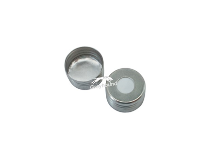 18mm Magnetic Screw Cap (Silver) with Aluminium Foil/White Silicone Septa, 1.3mm, (Shore A 50)