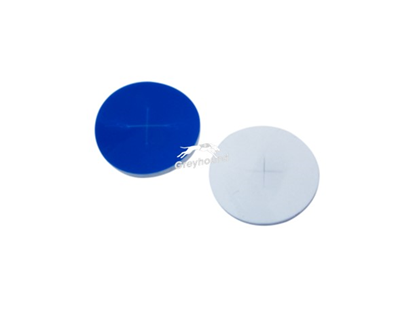 Blue PTFE /White Silicone Septa, 22mm x 1.5mm, for 24mm Screw Thread Caps, Pre-Slit, (Shore A 55)