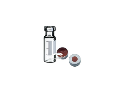 Vial Kit - P/Nos. 60-100143 + 60-100649  2mL Wide Neck Vial, Crimp Top, Clear Glass with Write-on Graduation Patch + 11mm Aluminium Crimp Cap (Silver) with PTFE/Natural Rubber Septa