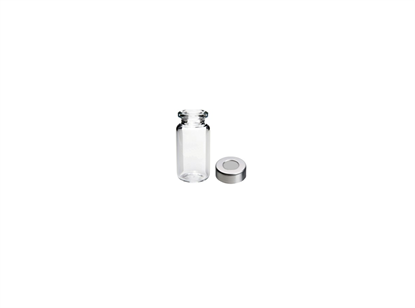 Vial Kit - P/Nos. 60-100277 and 60-113100  20mL Headspace Vial, Crimp Top, Clear Glass, Rounded Base + 20mm Aluminium Crimp Cap (Silver) with PTFE/Grey Butyl Septa