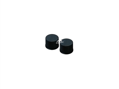 15-425 Solid Top Screw Cap, Black Polypropylene with Grey PTFE/Red Butyl Septa, 1.5mm, (Shore A 55)
