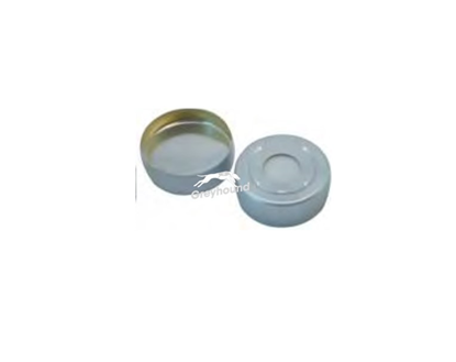 20mm Aluminium Headspace Crimp Cap, Silver with Aluminium Foil/White Silicone Septa, 3mm, (Shore A 50)