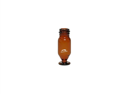 1.1mL Screw Top Wide Mouth V-Vial, Tapered Bottom with flat base, Amber Glass, 9mm Thread
